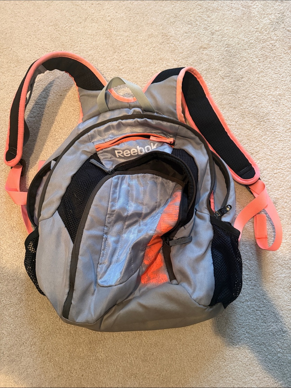 Reebok Gray and Coral Athletic Daypack